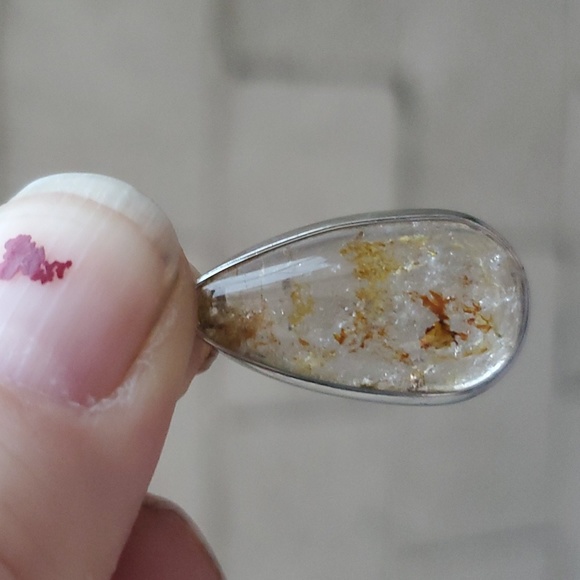 New Natural Rutilated Quartz Teardrop Silver Pendant. - Picture 11 of 16